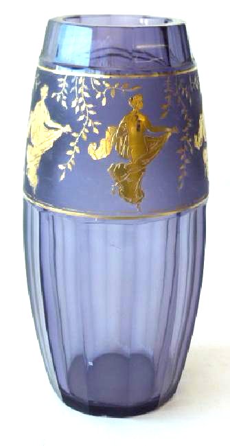 MOSER AMETHYST/GOLD GILT CUT GLASS VASE (1 of 5)