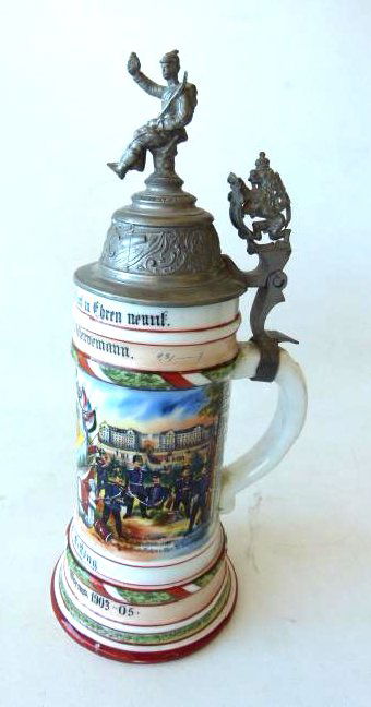 GERMAN REGIMENTAL BEER STEIN 19/20TH C. (1 of 5)