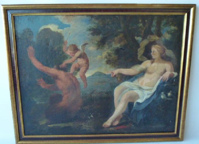 O/C OLD MASTER CUPID PROTECTING DIANA, UNSIGNED (1 of 6)