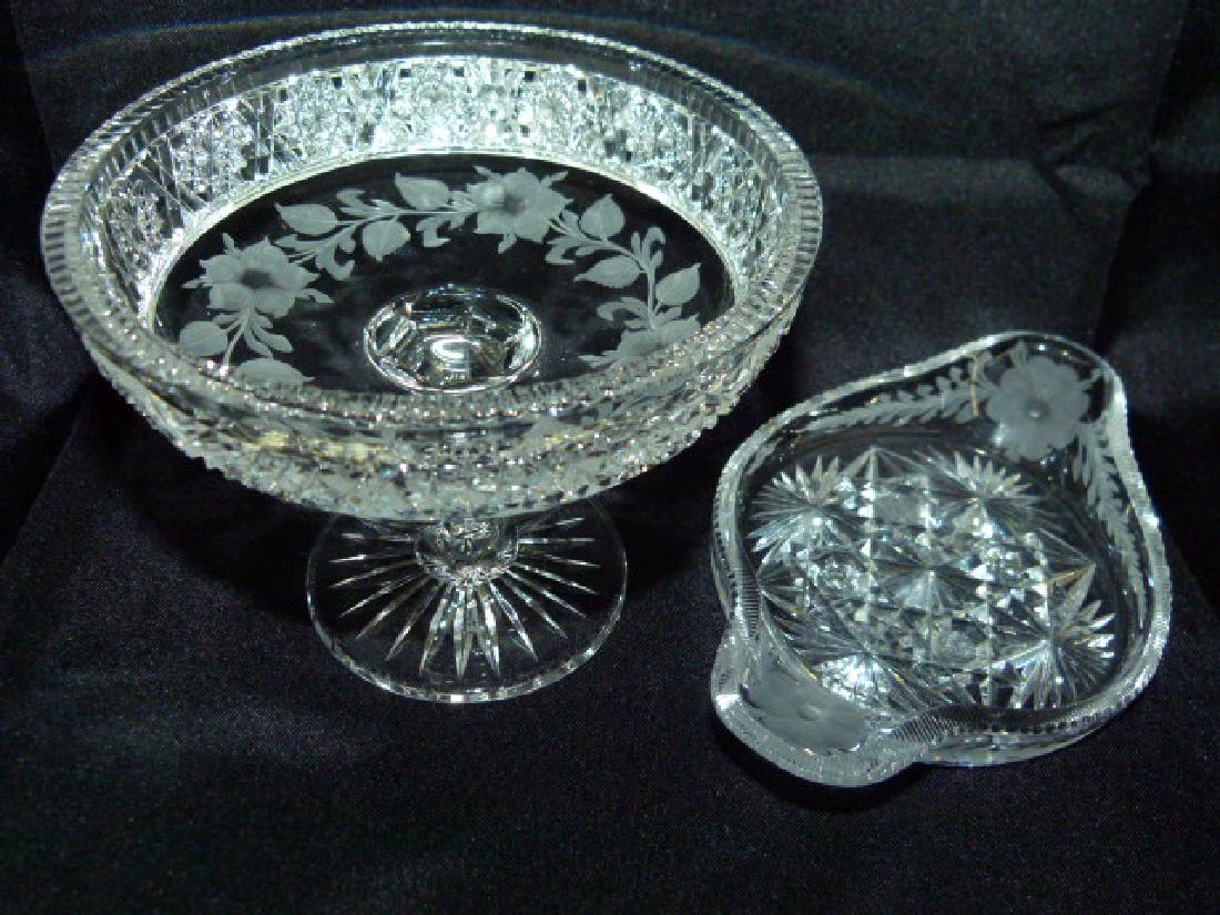 LOT (2) TUTHILL BRILLIANT CUT GLASS COMPOTE & DISH (1 of 5)