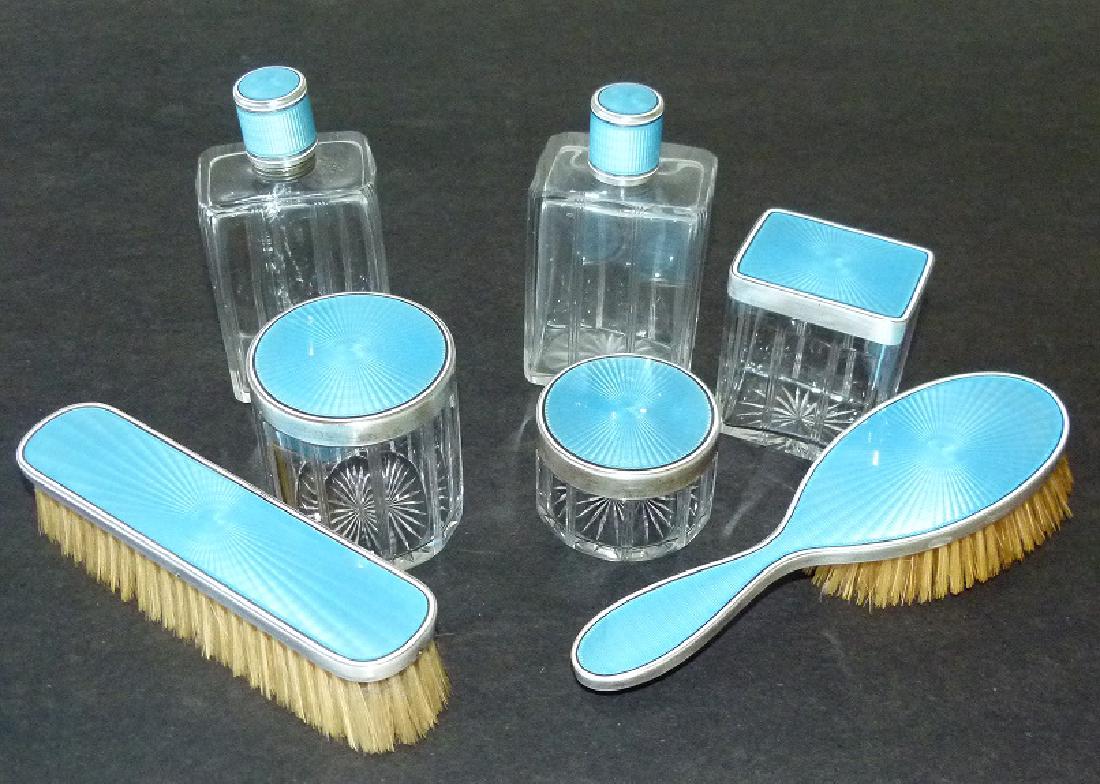 TIFFANY & CO. FINE STERLING/ENAMELED DRESSER SET (1 of 6)