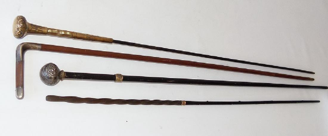 VICT. WALKING STICKS W/ STERLING/GOLD WASH HANDLES (1 of 5)