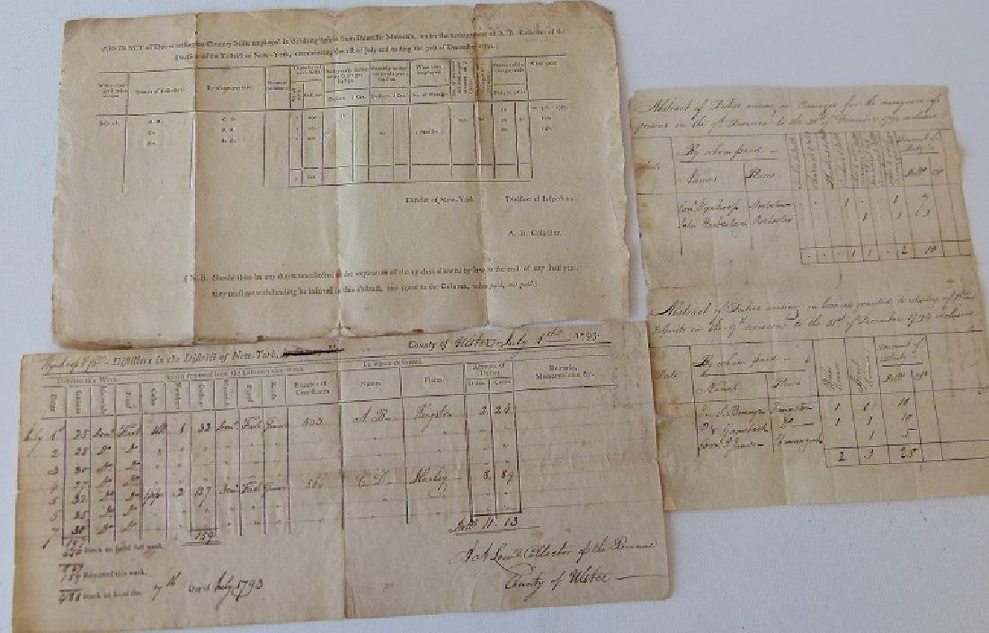 LOT (3) EARLY PRINTED/MANUSCRIPT DOCUMENTS ULSTER CO.: LOT (3) EARLY PRINTED/MANUSCRIPT DOCUMENTS ULSTER CO., NY INCL. DUTIES PAID FOR WINE & SPIRITS, DISTILLERS, CARRIAGES, ETC.