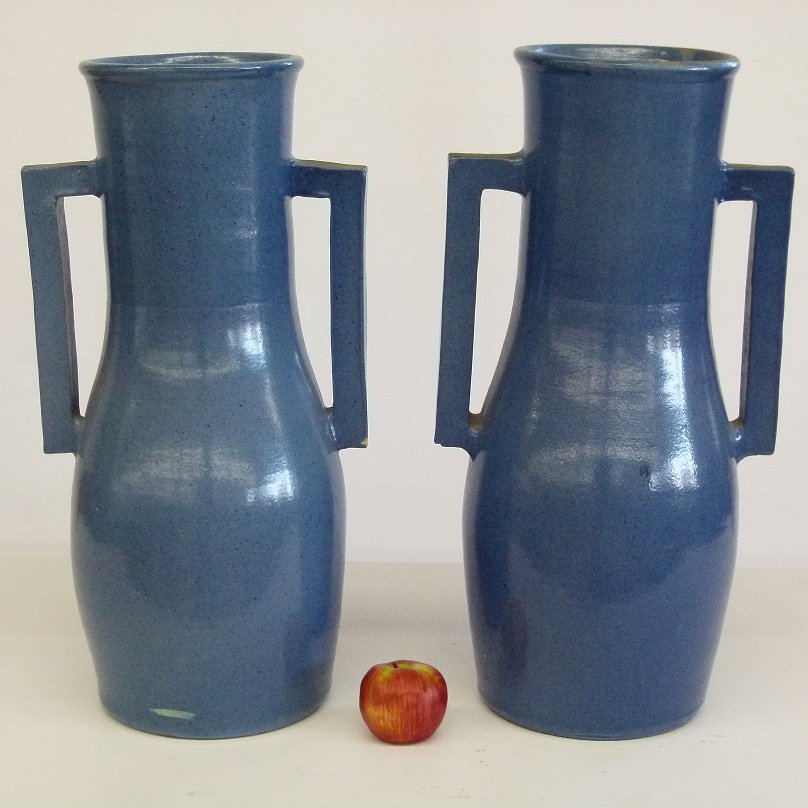 PR. CHINESE STYLE ART DECO FLOOR VASES: PR. CHINESE STYLE ART DECO FLOOR VASES (POSSIBLY RED WING GEORGE RUMRILL) C. 1920/30 H. 25" D. 12"