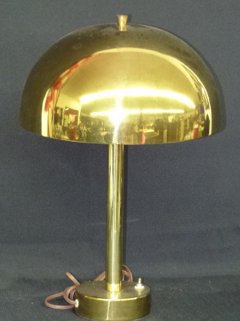 MID CENTURY MODERN BRASS MUSHROOM TABLE LAMP, C. 1960: MID CENTURY MODERN BRASS MUSHROOM TABLE LAMP, C. 1960 H. 17 1/2"