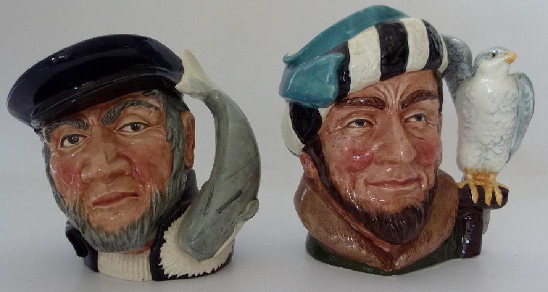 LOT (2) ROYAL DOULTON CAPT. AHAB/THE FALCONEER TOBY: LOT (2) ROYAL DOULTON CAPT. AHAB/THE FALCONEER TOBY MUGS, C. 1950'S