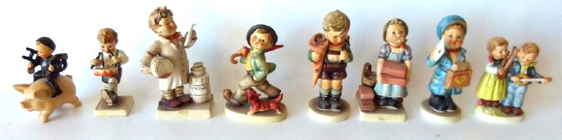 LOT (8) M I HUMMELS GOEBEL/3 LINE MARK: LOT (8) M I HUMMELS GOEBEL/3 LINE MARK H. LARGEST 5 1/2"