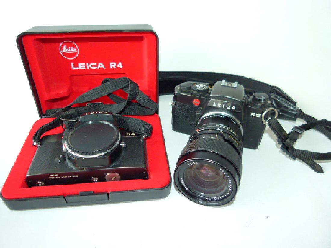 LOT (2) LEICA CAMERAS INCL. R-4/R-5 W/ BOX: LOT (2) LEICA CAMERAS INCL. R-4/R-5 W/ BOX, C. 1960/70