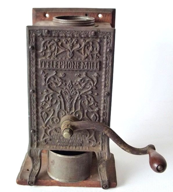 TELEPHONE MILL CAST IRON COFFEE MILL (ARCADE) 1888: TELEPHONE MILL CAST IRON COFFEE MILL (ARCADE) 1888 H. 13"