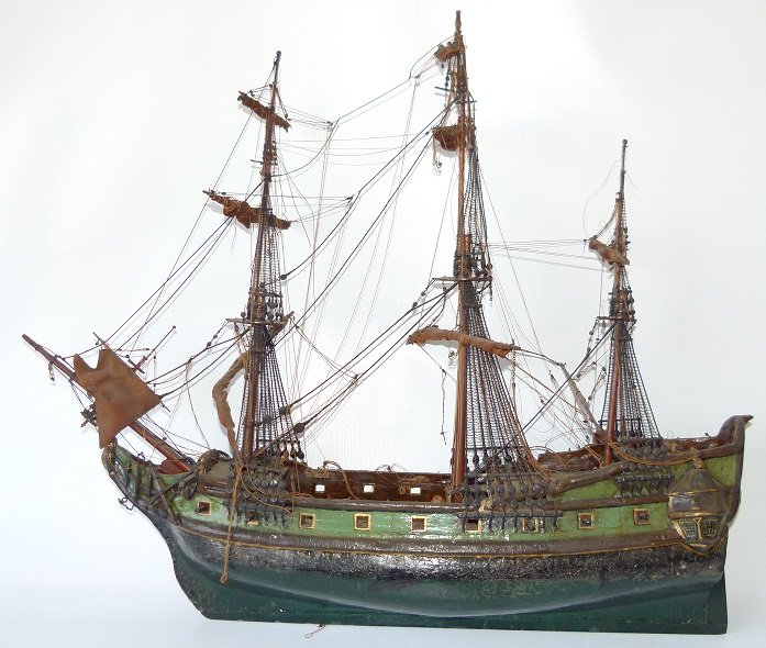 FOLK ART MILITARY SHIPS MODEL, 20TH C.: FOLK ART MILITARY SHIPS MODEL, 20TH C. H. 28" W. 32"