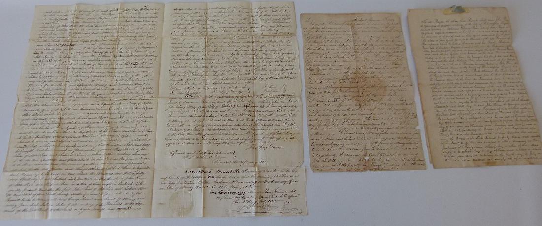 LOT (4) DOCUMENTS-JOHN & WILLIAM PENN LAND: LOT (4) DOCUMENTS-JOHN & WILLIAM PENN LAND DEEDS/INDENTURES SIGNED SAMUEL PRESTON 1812/23 INCLUDING DOCUMENT CONCERNING JOHN PENN, A RARE EXEMPLIFICATION OF DUTIES PERTAINING TO THE ESTATE OF THOMAS P