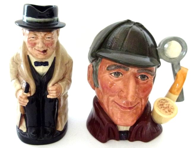 (2) ROYAL DOULTON "WINSTON CHURCHILL" TOBY MUG: (2) ROYAL DOULTON "WINSTON CHURCHILL" TOBY MUG, THE SLEUTH, 1972