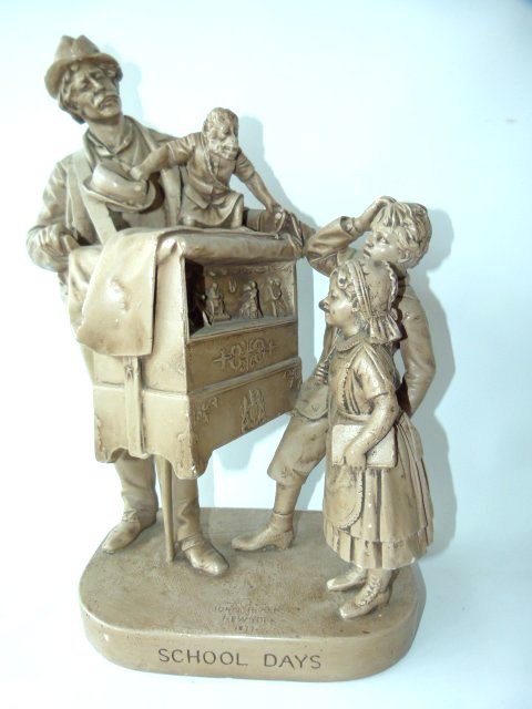 JOHN ROGERS PAINTED CHALK GROUPING "SCHOOL DAYS": JOHN ROGERS PAINTED CHALK GROUPING "SCHOOL DAYS" C. 1870 H. 23"