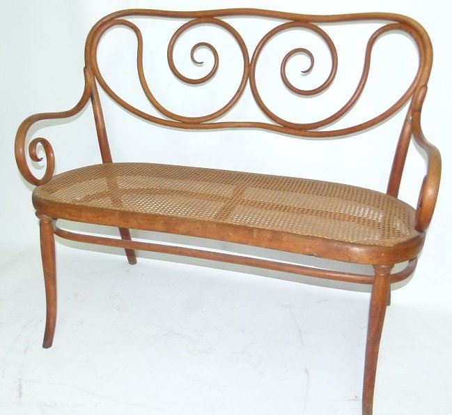 LOT (7) ASSSORT. THONET STYLE CHAIRS, LOVESEAT & ROCKER: LOT (7) ASSORT. THONET STYLE CHAIRS, LOVESEAT & ROCKER C. 1900/10
