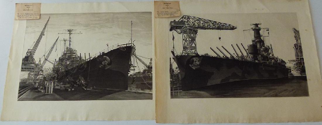 LOT (2) ETCHINGS, DOCKED SHIPS, JOHN TAYLOR ARMS (1 of 10)