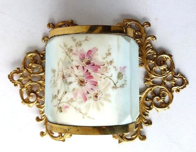 WAVE CREST H/P FLORAL GLASS BRUSH/COMB (1 of 10)