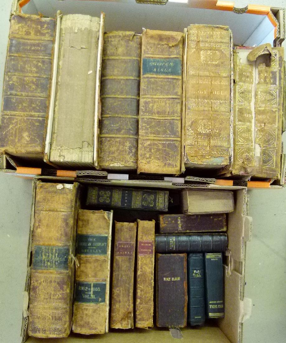 LARGE LOT VAIL FAMILY HOLY BIBLES, 18/19TH C. (1 of 10)