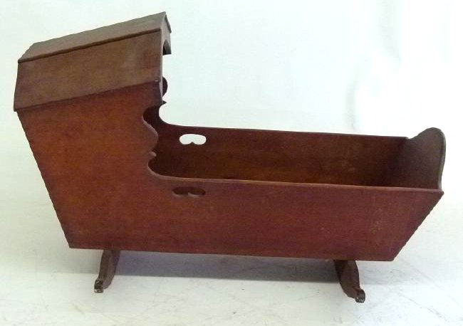 PA CARVED BLACK WALNUT HOODED CRADLE (1 of 5)