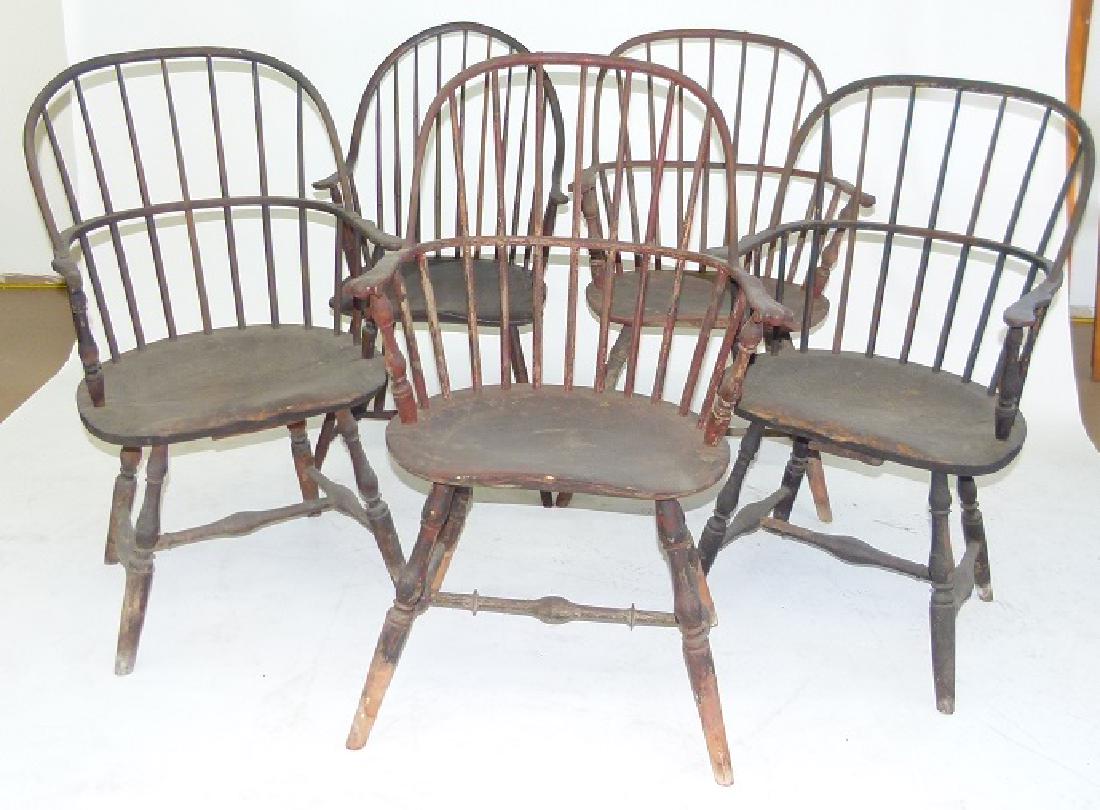 LOT (5)SACK BACK ARM WINDSOR CHAIRS, 18TH C. (1 of 17)