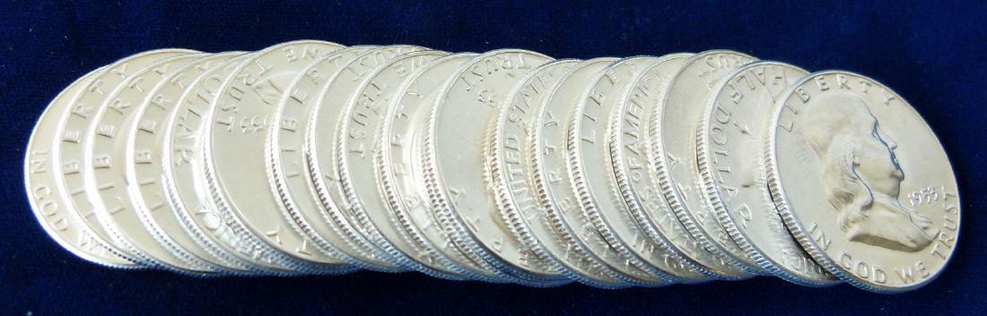 LOT (20) 1953 FRANKLIN SILVER HALF DOLLARS, UNC. (1 of 6)