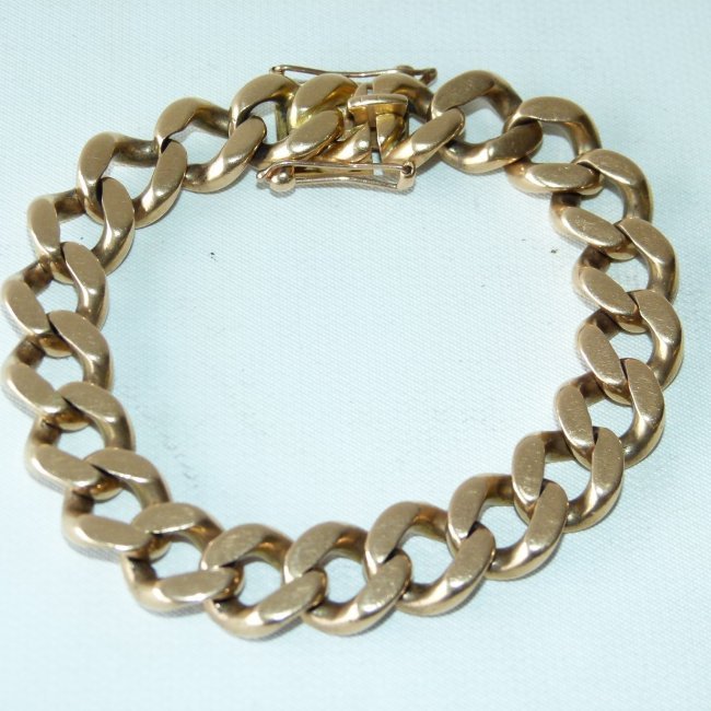 LARGE 18KT YELLOW GOLD LINK BRACELET, C. 1950 (1 of 4)