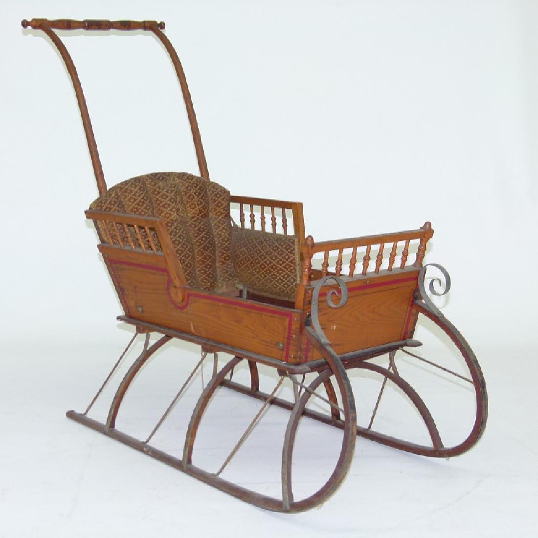 VICTORIAN CHESTNUT/PAINTED  PUSH SLEIGH (1 of 6)