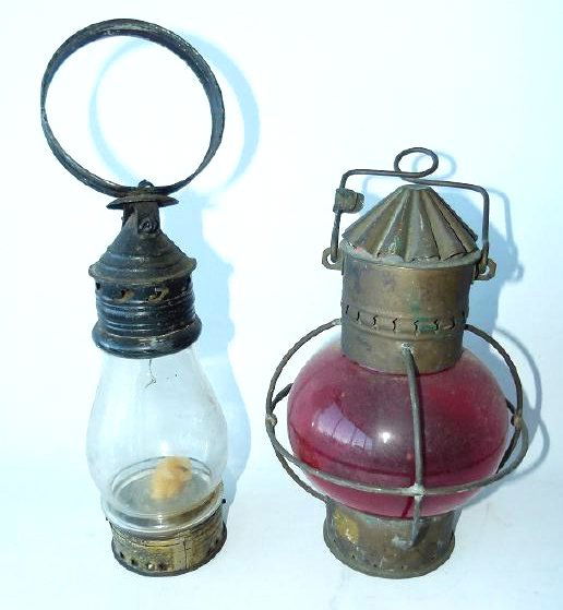 LOT (2) VINTAGE FIXED GLOBE LANTERNS 19/20TH. C.