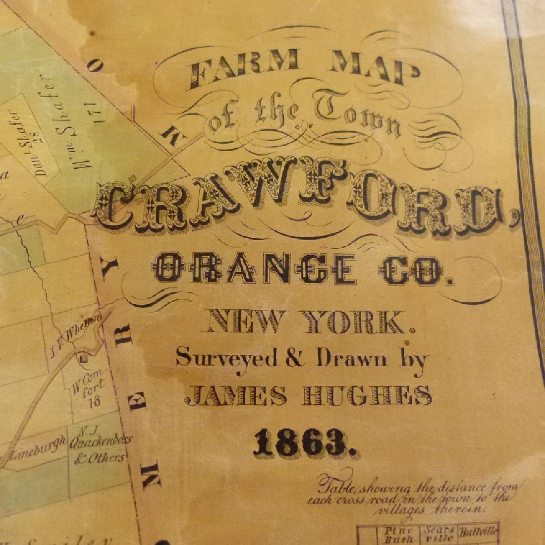 FARM MAP, TOWN OF CRAWFORD NEW YORK, HUGHES 1863