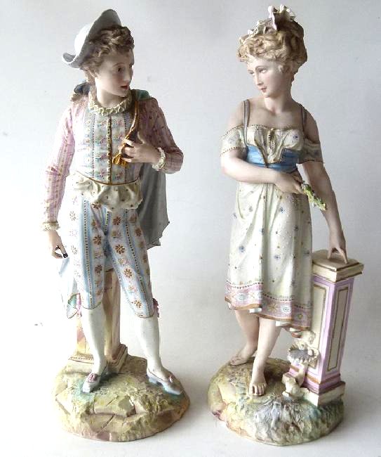LOT (2) GERMAN BISQUE PORCELAIN FIGURINES, 19TH C. (1 of 20)