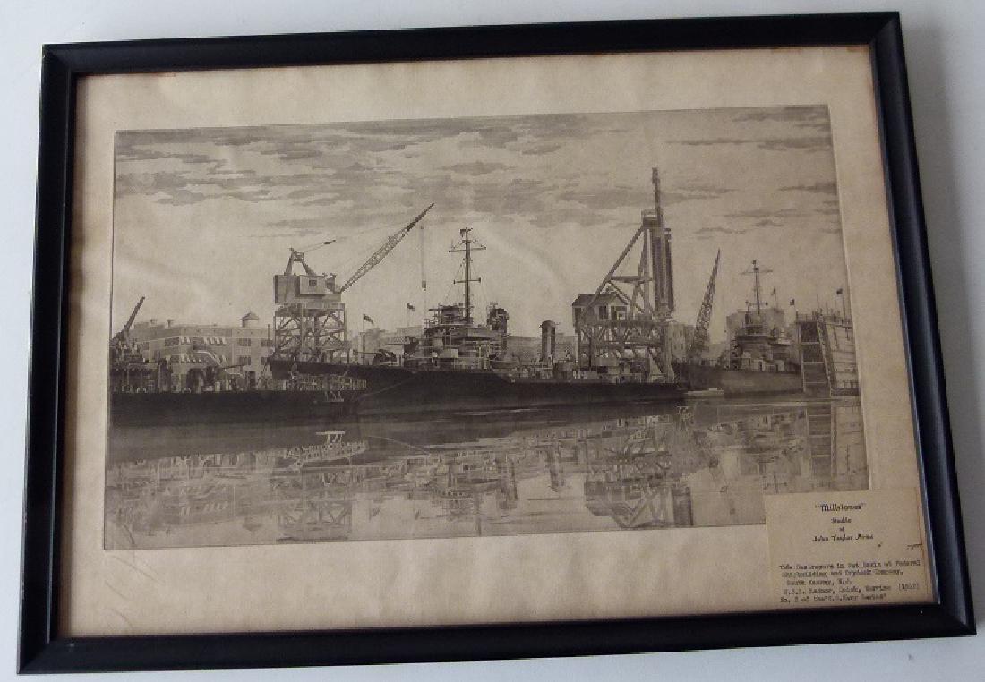 SOFT GROUND ETCHING, USS RADNOR, SIGNED (1 of 9)