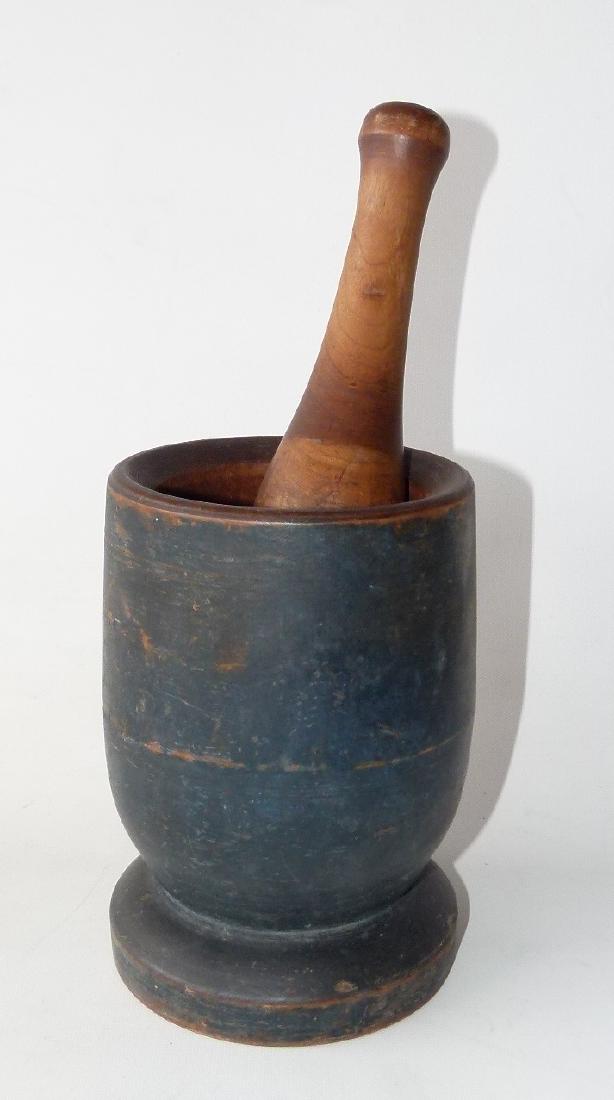 EARLY COUNTRY MORTAR/PESTLE PAINTED  WOOD (1 of 10)