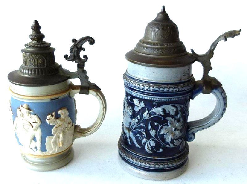 LOT (2) 1/2 LITRE BEER STEINS INCL. METTLACH #2086 (1 of 12)