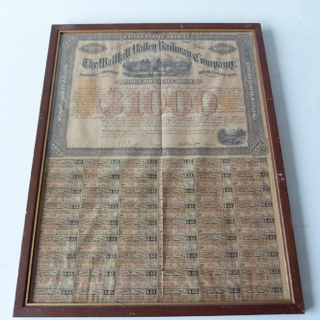 STOCK CERTIFICATE THE WALLKILL VALLEY, NY RAILWAY (1 of 7)