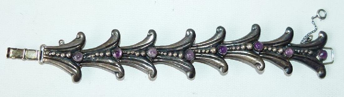 ART MODERN MEXICAN STERLING/AMETHYST BRACELET (1 of 5)