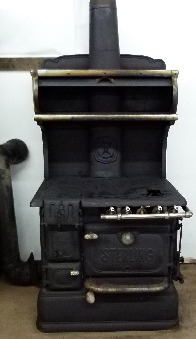STERLING CAST IRON COOK STOVE, GAS/COAL/WOOD