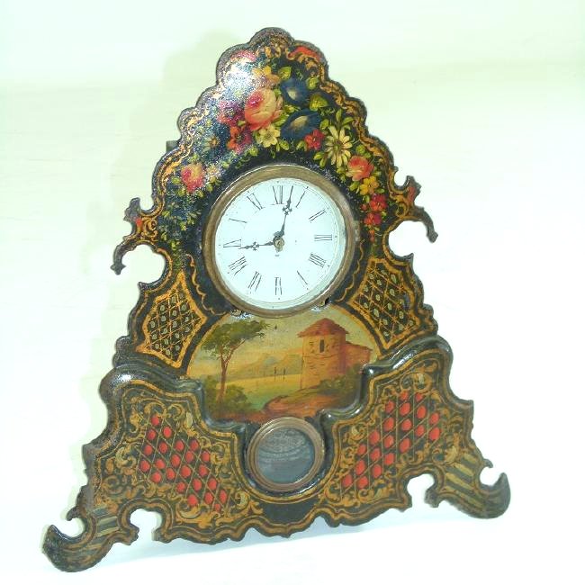 VICTORIAN PAINTED IRON SHELF/MANTLE CLOCK (1 of 8)