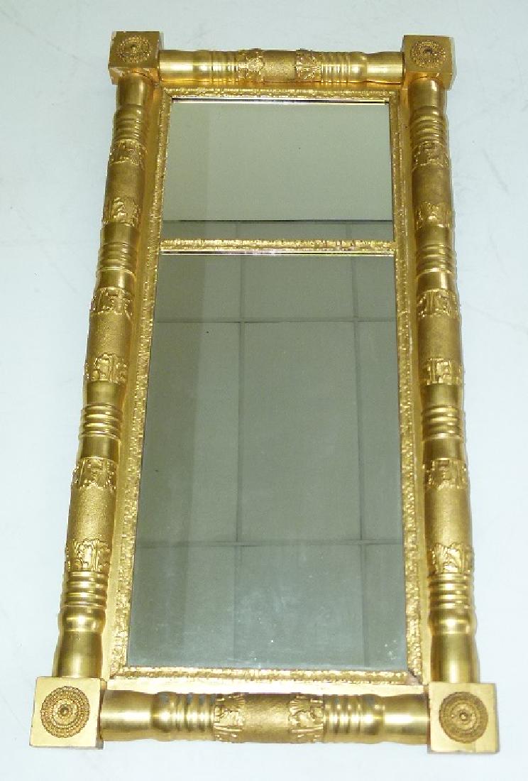 FINE CLASSICAL EMPIRE GILT 2 PART WALL MIRROR (1 of 8)