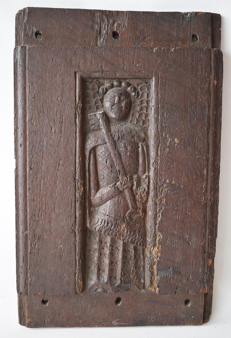 PILGRIM CENTURY CARVED OAK FRAGMENT W/ FIGURE (1 of 10)