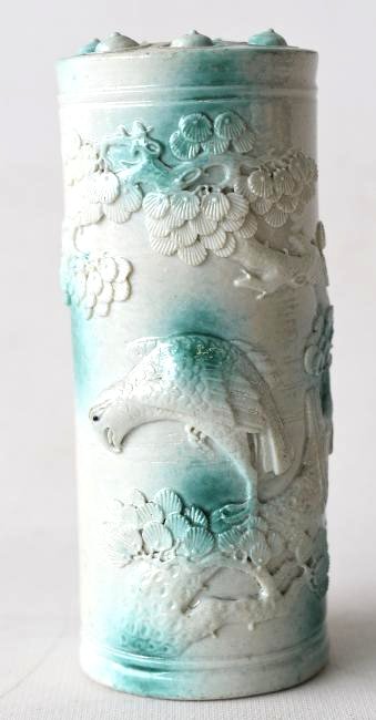 CHINESE QING DYNASTY POTTERY/STONE BRUSH HOLDER (1 of 9)