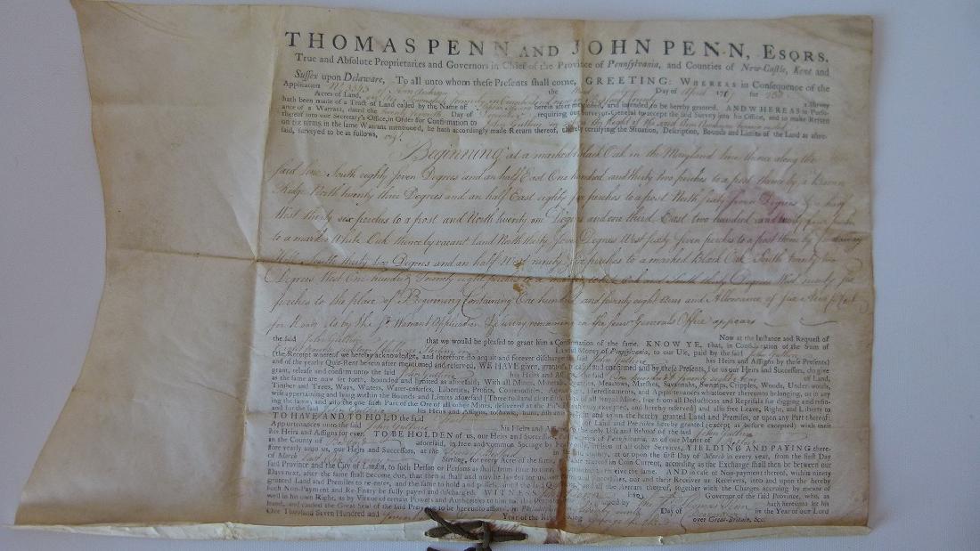 VELLUM DOCUMENT LAND INDENTURE SIGNED JOHN PENN (1 of 7)