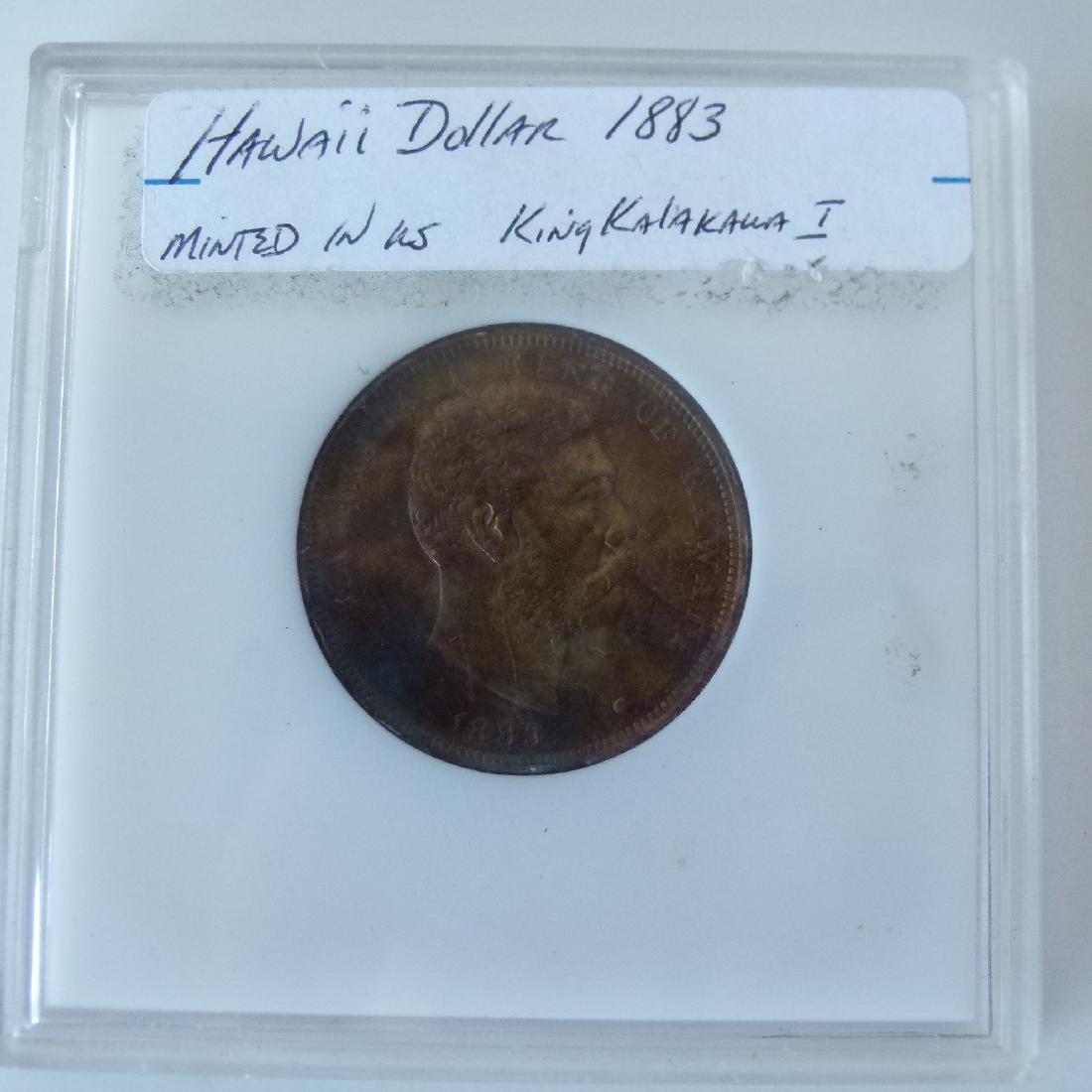 1883 HAWAIIAN SILVER DOLLAR E.F.+ (CASED) (1 of 6)