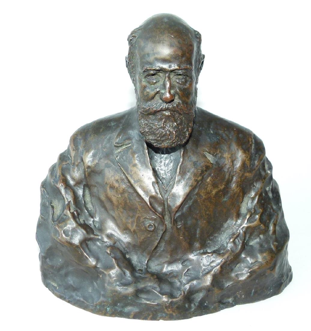 BRONZE "PRESIDENT OF WIDENER UNIVERSITY": BRONZE "PRESIDENT OF WIDENER UNIVERSITY" SIGNED STURERANT BLIGG W/ ROMAN BRONZE WORKS FOUNDRY MARK, 19/20TH C. H. 7" W. 6 1/2"
