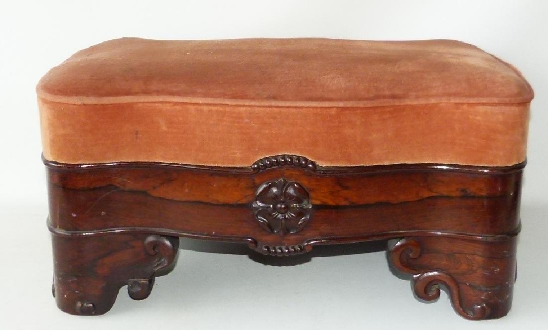VICTORIAN CARVED/LAMINATED  FOOT STOOL (1 of 11)