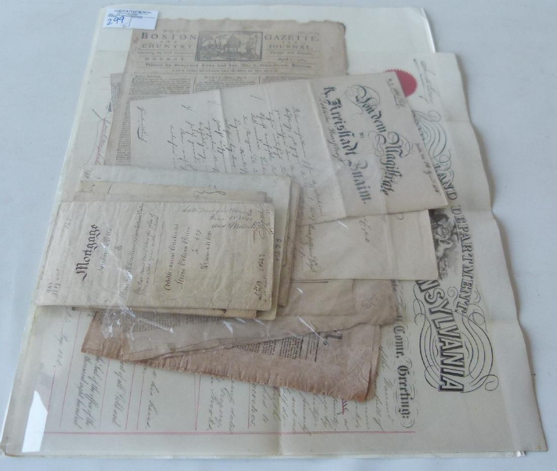 LARGE LOT ASSORTED DOCUMENTS, INDENTURES (1 of 8)