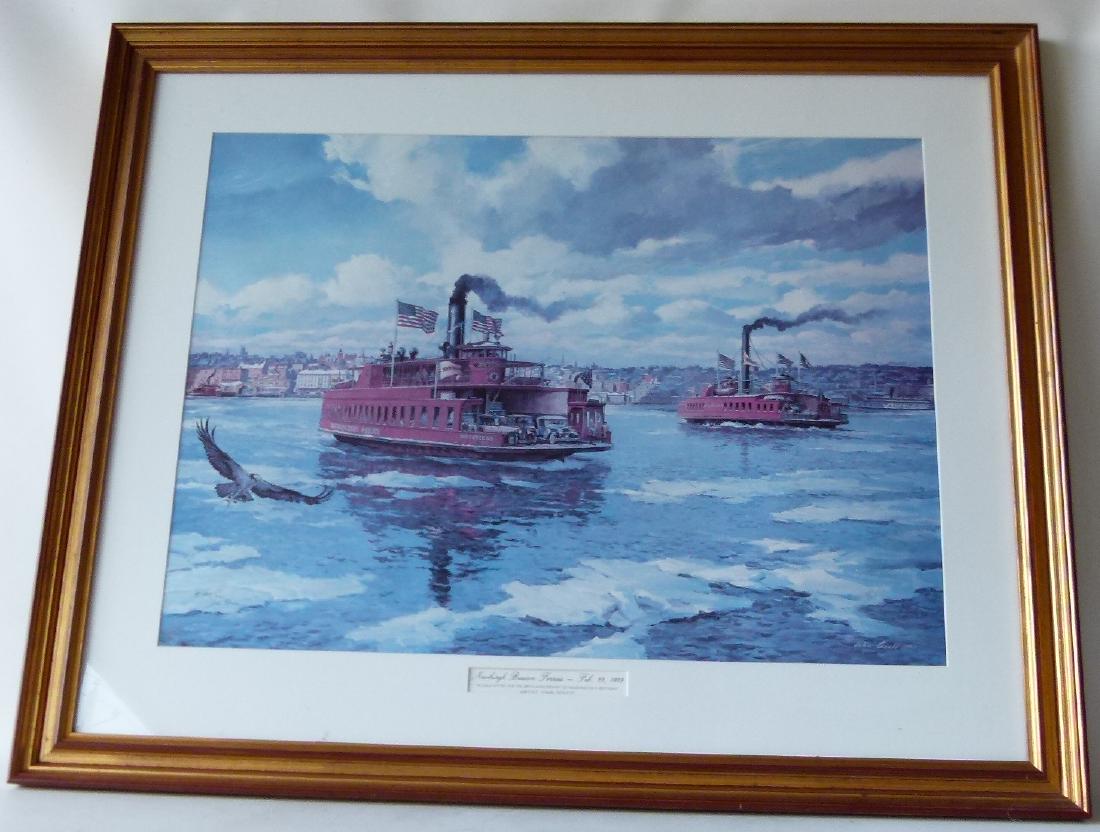 PRINT NEWBURGH BEACON FERRIES, SIGNED JOHN GOULD