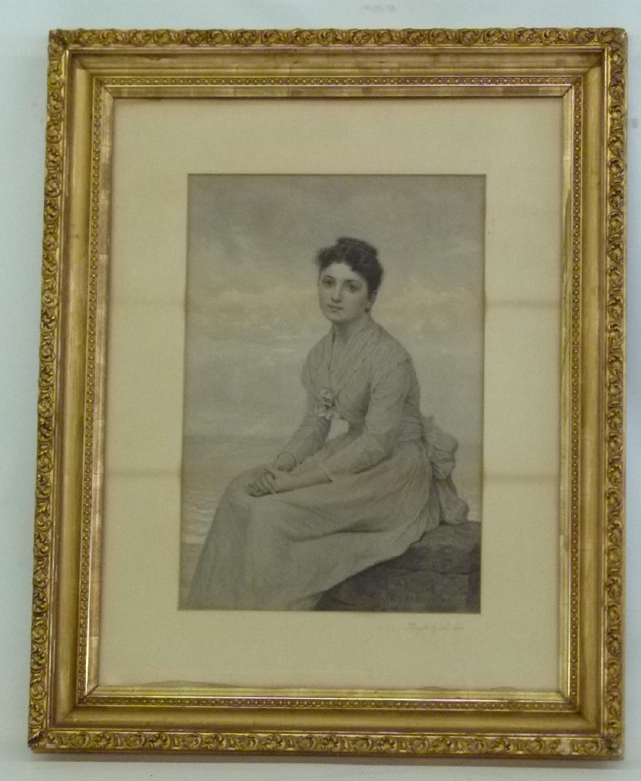 STEEL ENGRAVING "THOUGHTS BY THE SEA" J.G. BROWN (1 of 8)