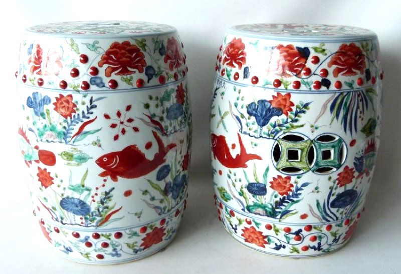 PAIR CHINESE PORCELAIN GARDEN SEATS, 20TH C. (1 of 11)