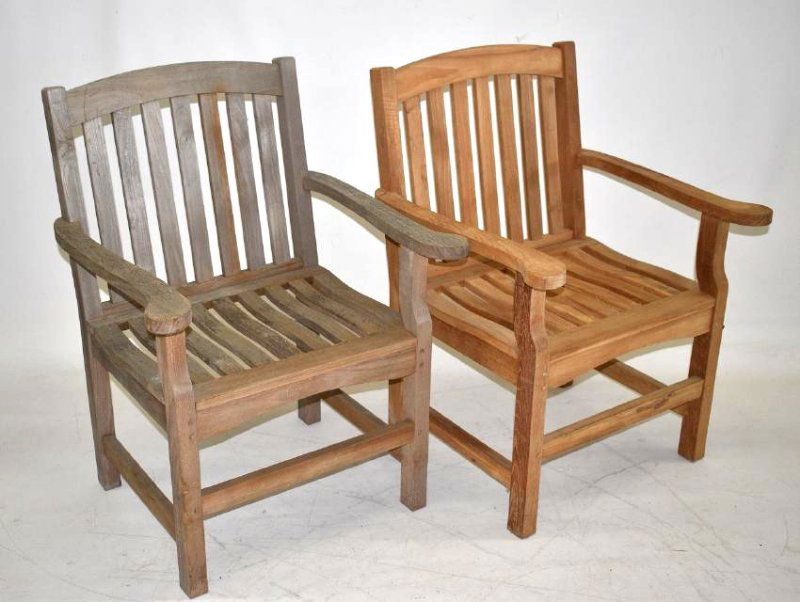 SET (4) TEAKWOOD PATIO/POOL SIDE CHAIRS (1 of 6)
