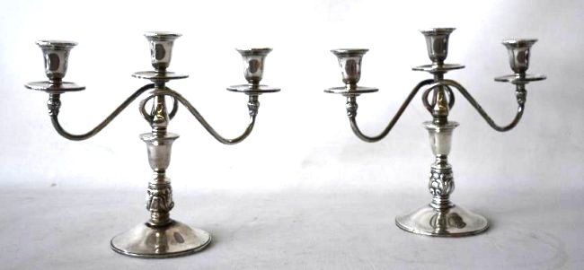 PAIR ROYAL DANISH STERLING CANDELABRA, 20TH C. (1 of 15)