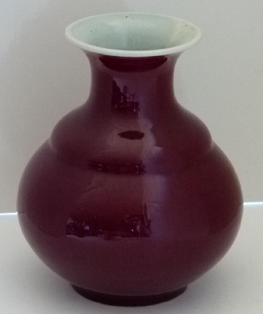CHINESE OXBLOOD PORCELAIN VASE, 19/20TH C. (1 of 6)